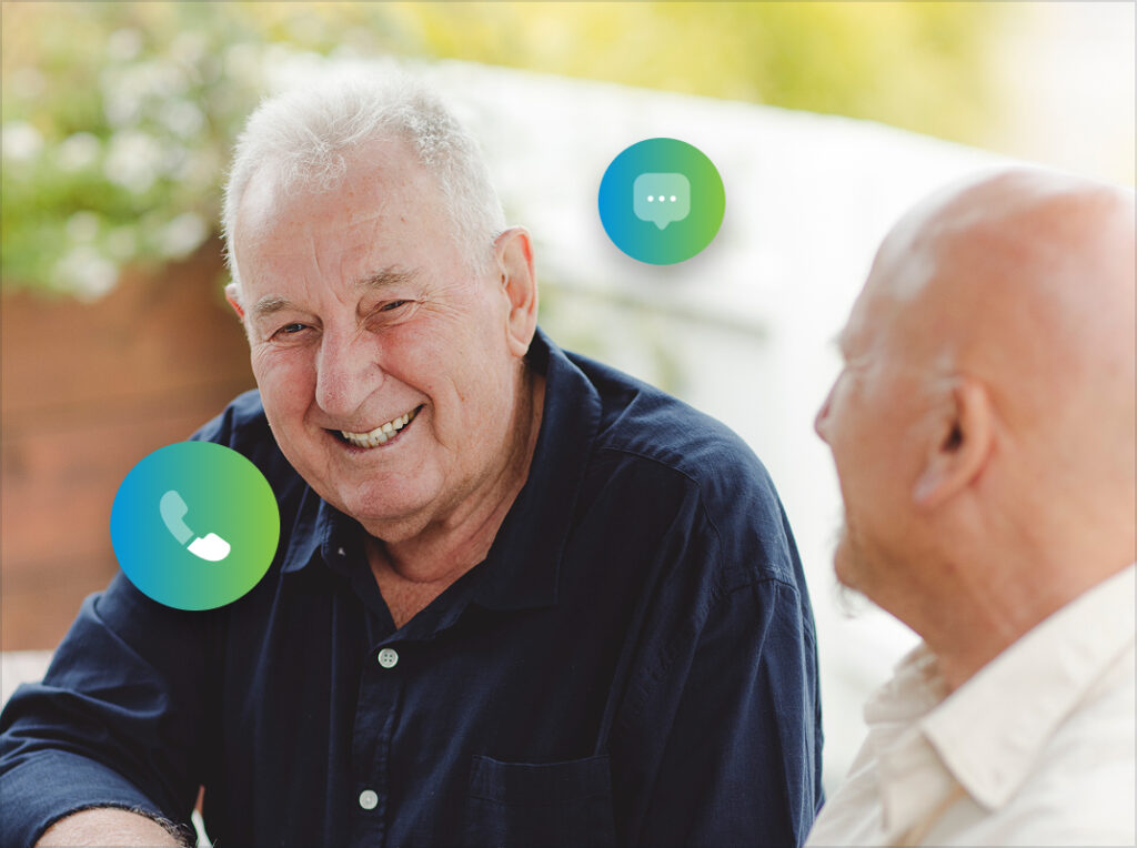 Two senior men talking